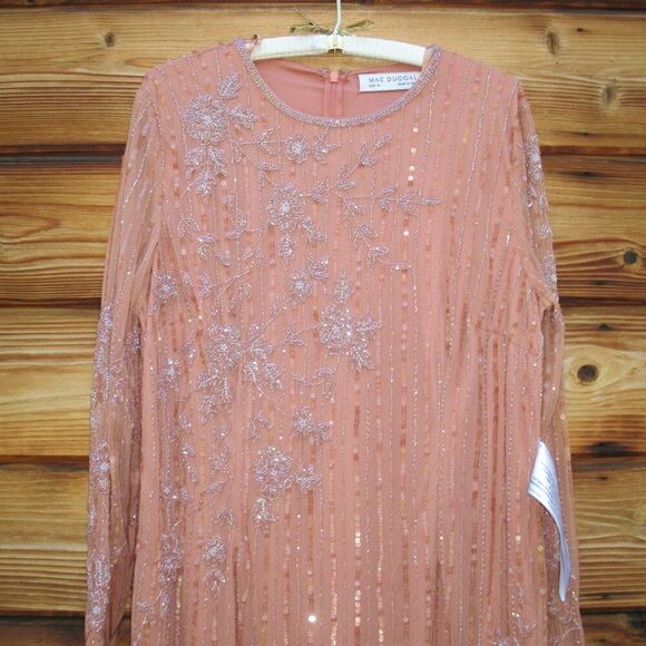 Mac Duggal 93626 Womens High Neck Illusion Embellished Gown Dress Rose 14 - Picture 7 of 16